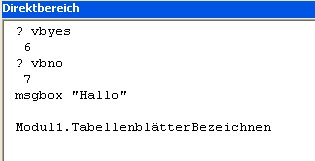 VBA Direktbereich